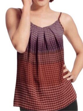 CAbi Style 555 Womens Medium Houndstooth Ombre Pleated Strappy Camisole Cami Top